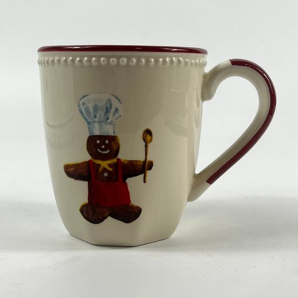 Williams-Sonoma Gingerbread Coffee Mugs Snowman Chef 13" Serving Platter Holiday - Picture 4 of 16